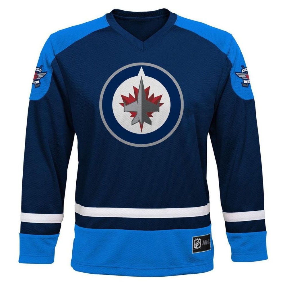 BRAND NEW boy girl youth nhl winnipeg jets blank hockey jersey size S/M (4/5)